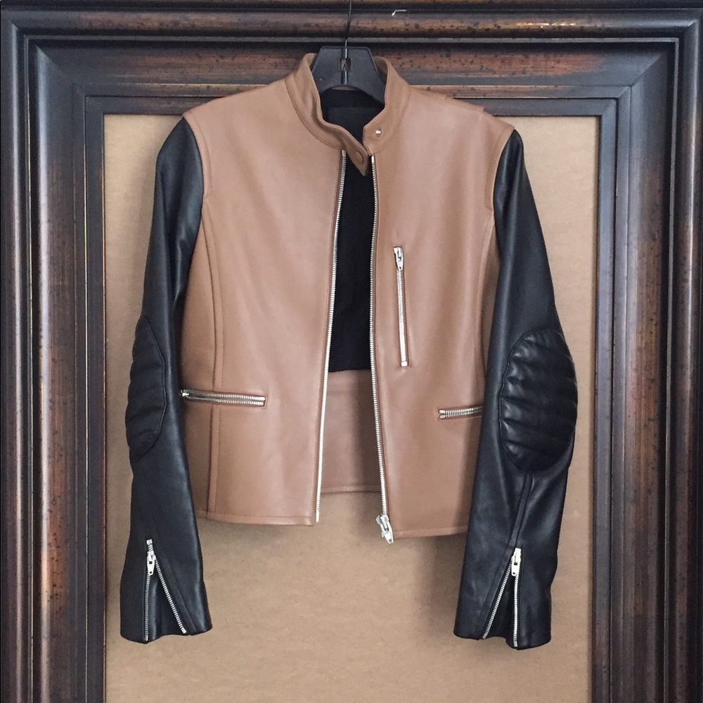 Alexander Wang Leather Color Block Jacket Sz Xs - image 1